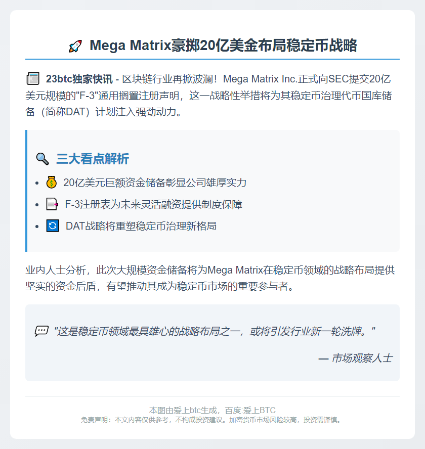 Mega Matrix提交20亿美元注册声明
