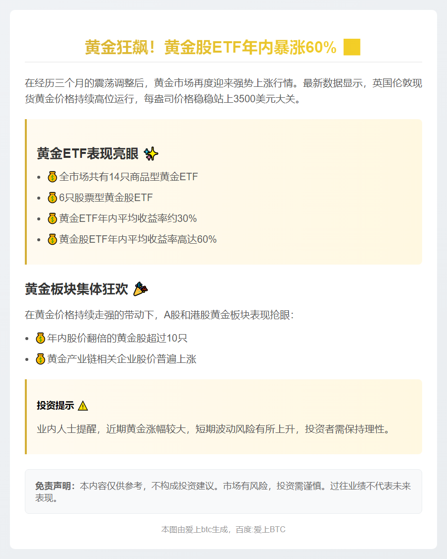 黄金ETF年内涨60%
