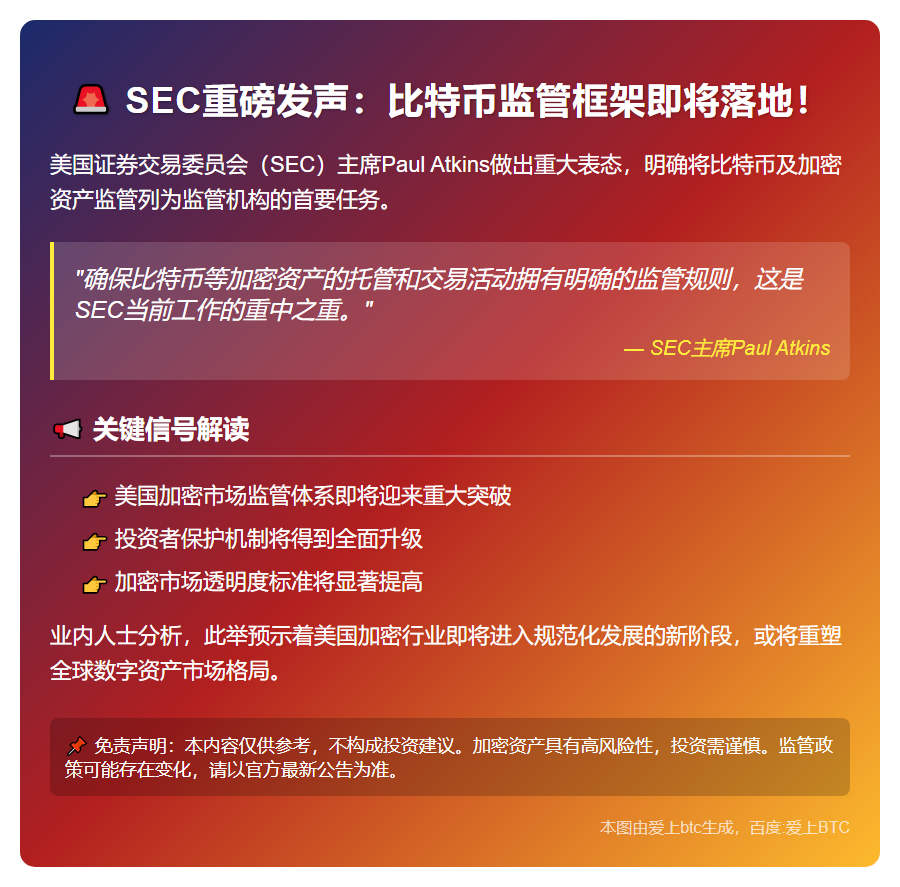 SEC主席：加密资产监管是首要任务