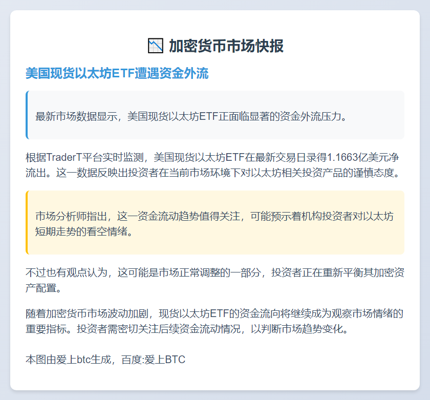 美现货以太坊ETF单日净流出1.17亿美元