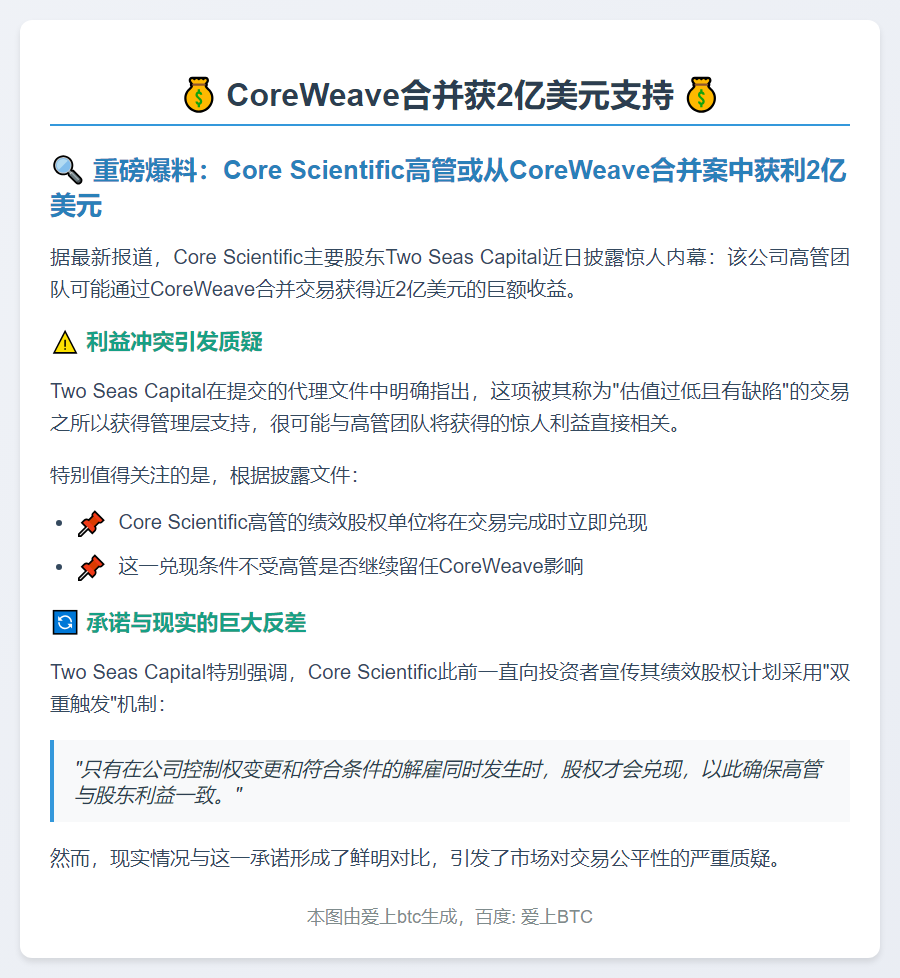 CoreWeave合并获2亿美元支持