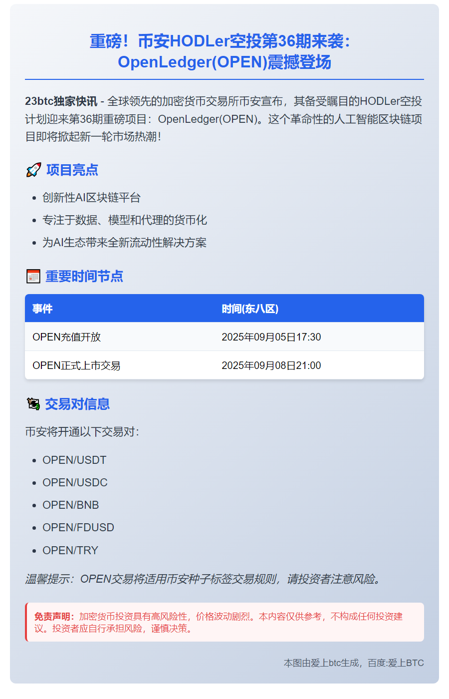 币安上线OPEN空投