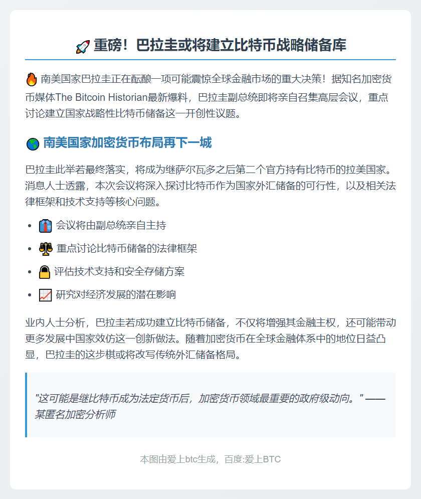 巴拉圭副总统拟议比特币储备会议