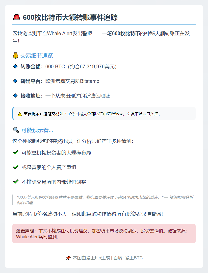 600枚比特币转入新钱包