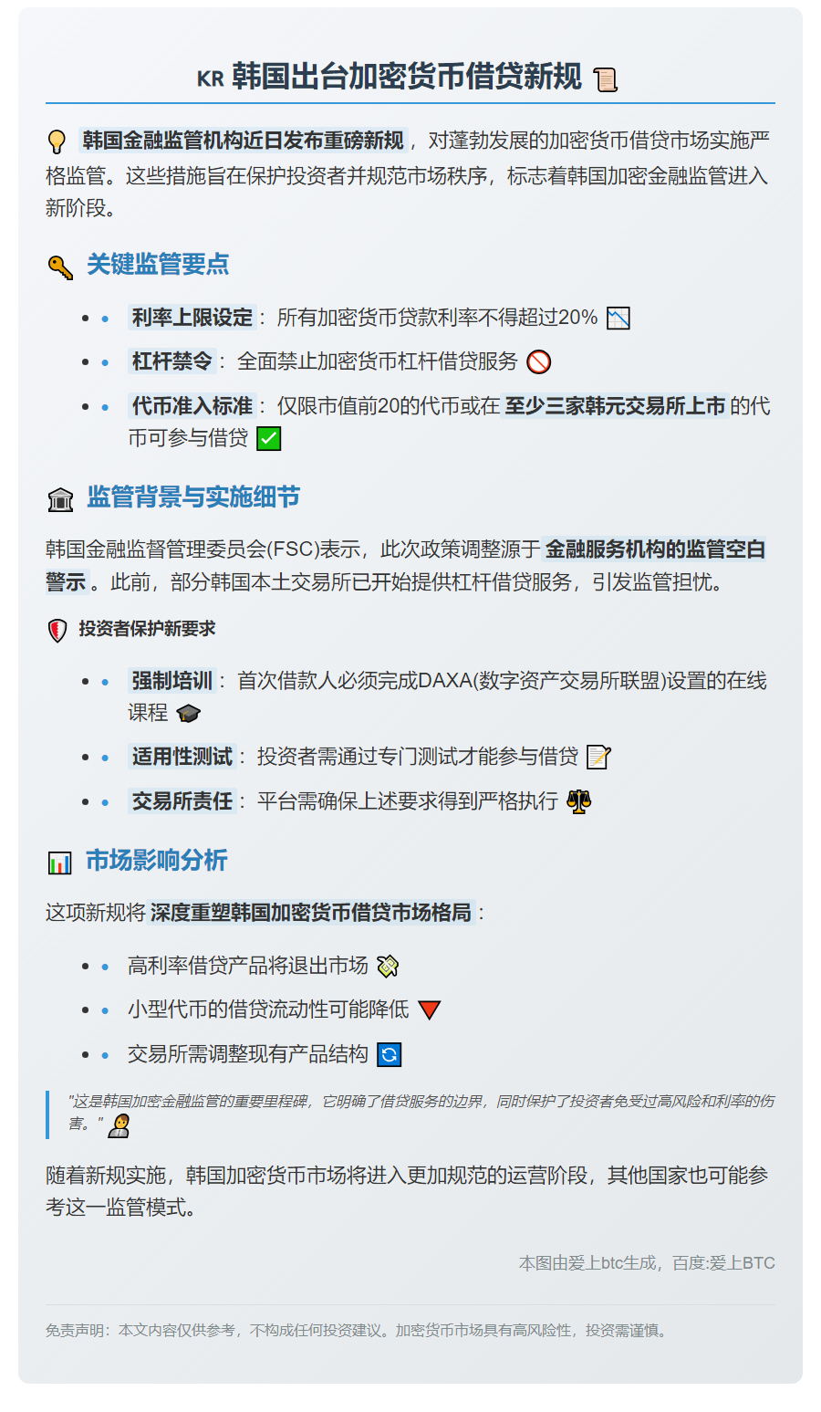 韩国限加密货币贷款利率至20%禁杠杆