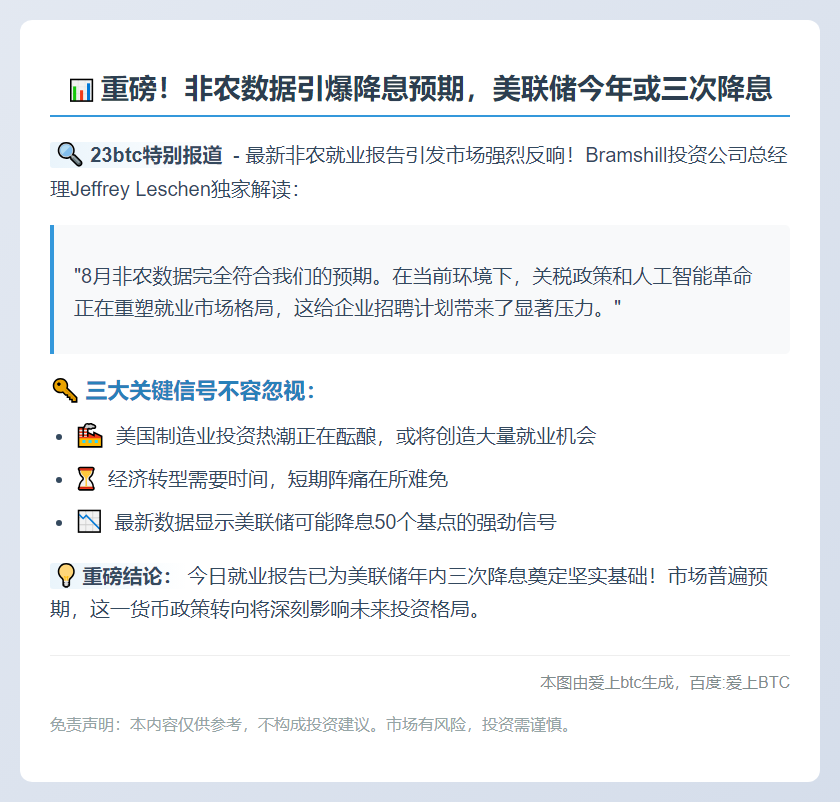 非农数据巩固美联储三次降息预期