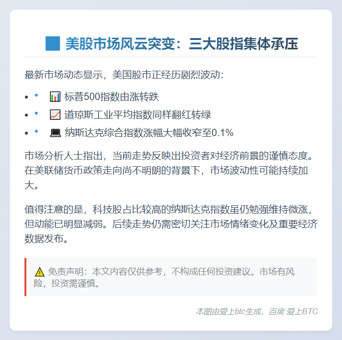 美股三大股指下跌