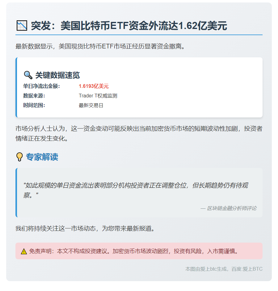 美比特币ETF单日净流出1.62亿美元