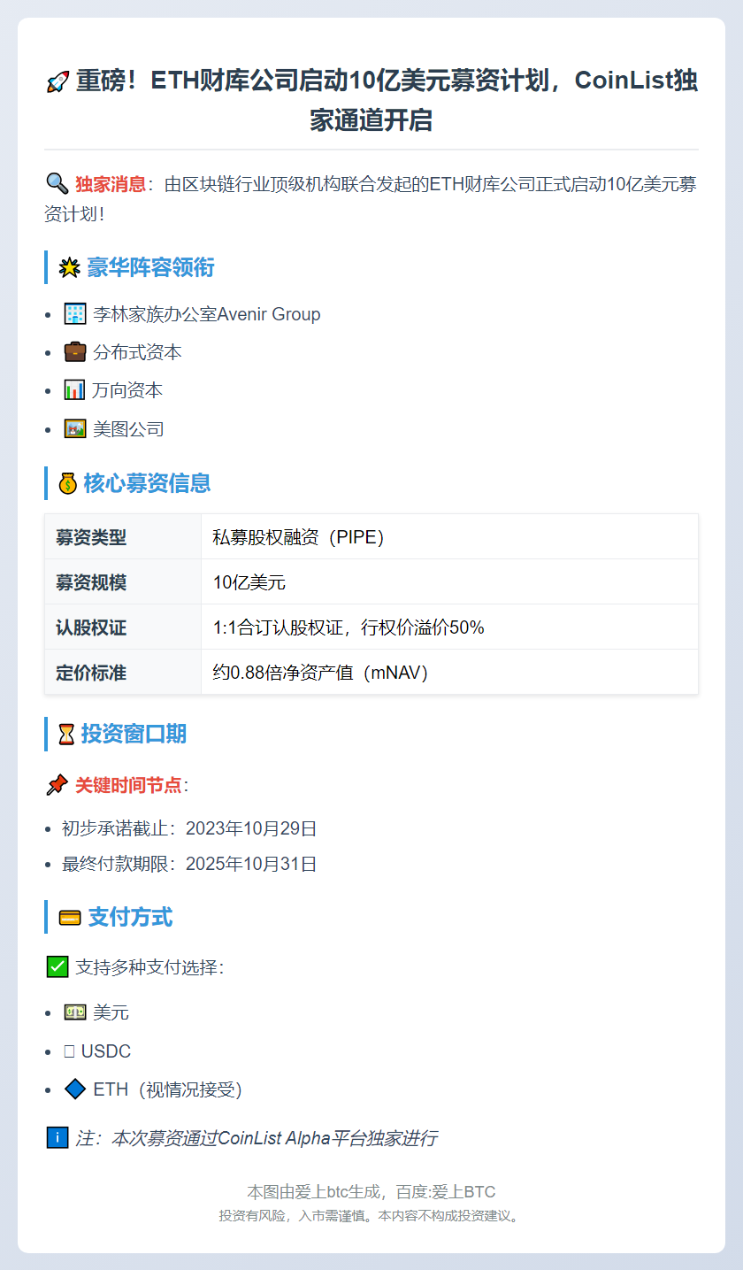 ETH财库公司CoinList募资