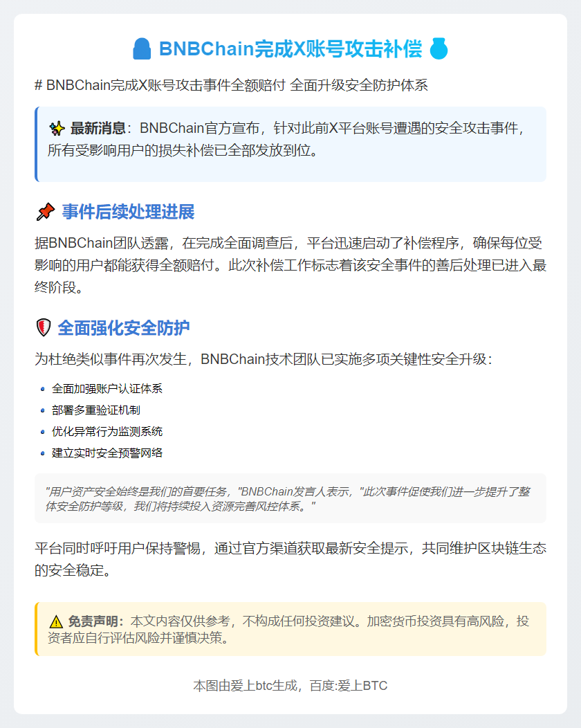 BNBChain完成X账号攻击补偿