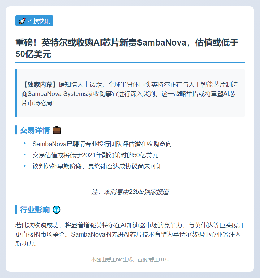 英特尔拟收购SambaNova