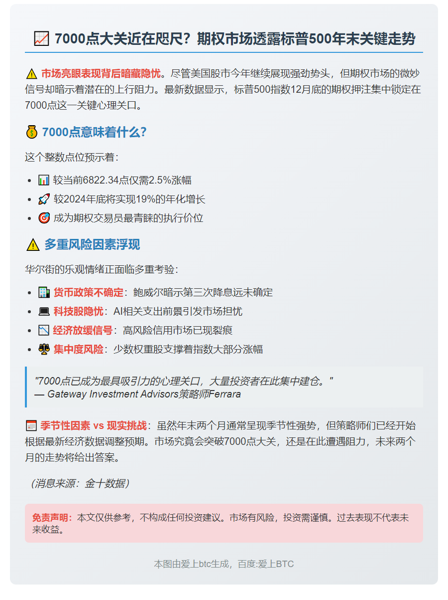 期权交易员预测标普500年底或达7000点