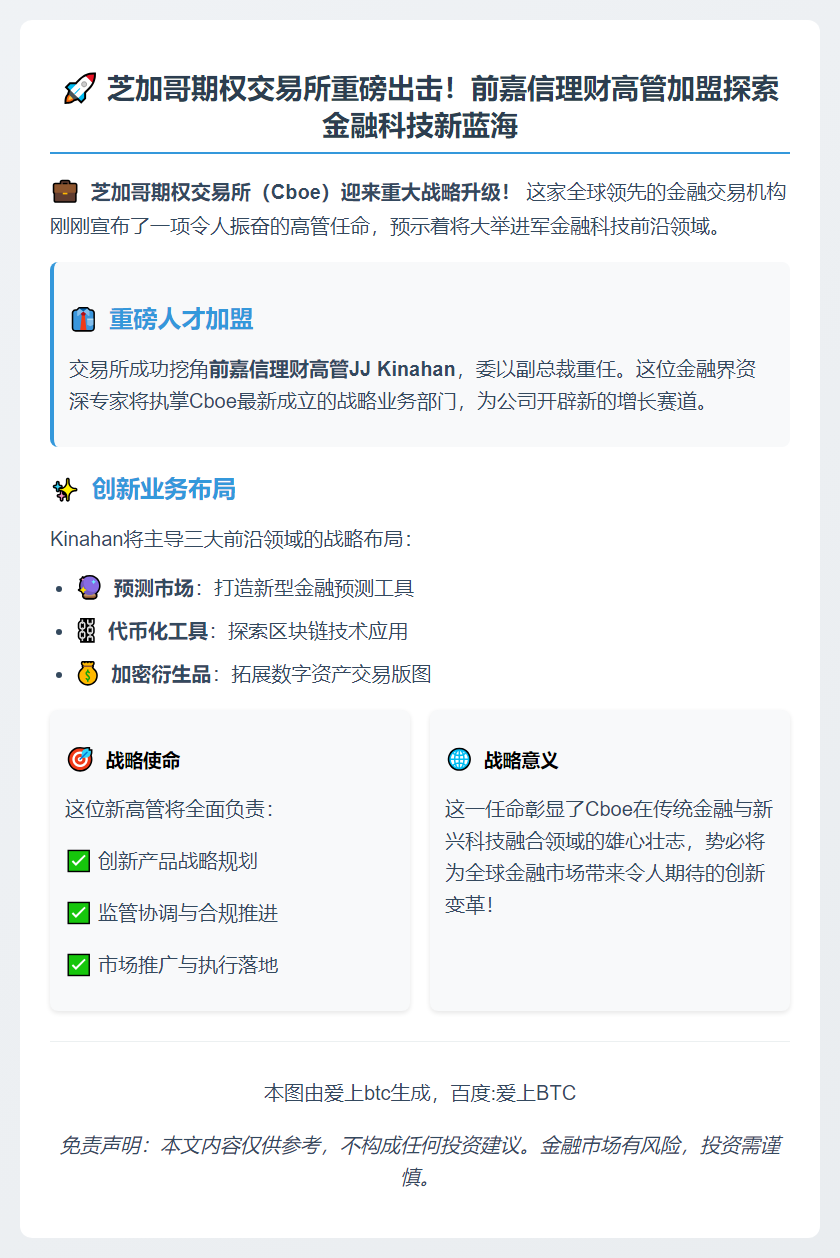 芝交所招募高管探索预测市场与代币化