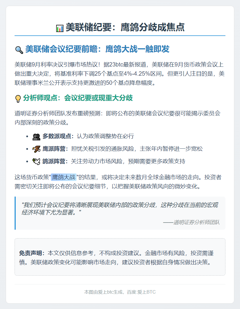 美联储纪要：鹰鸽分歧成焦点