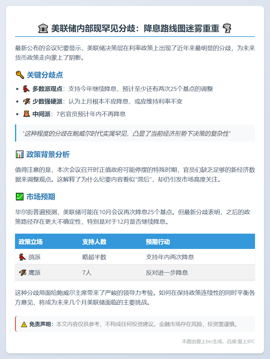 美联储官员对降息目标存分歧
