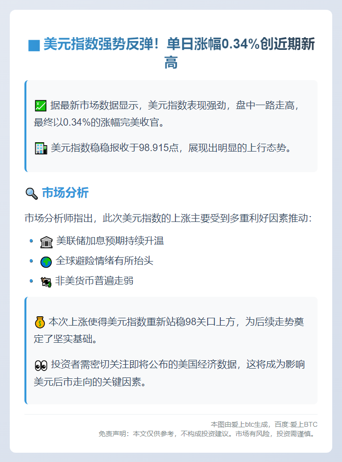 美元指数上涨0.34%