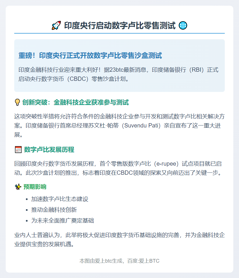 印度央行启动数字卢比零售测试