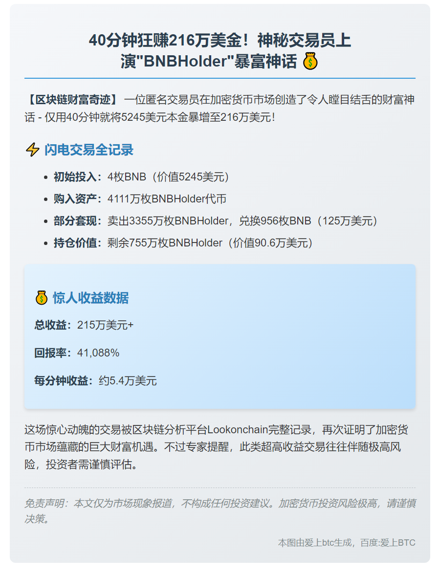 交易员40分钟狂赚216万，回报410倍