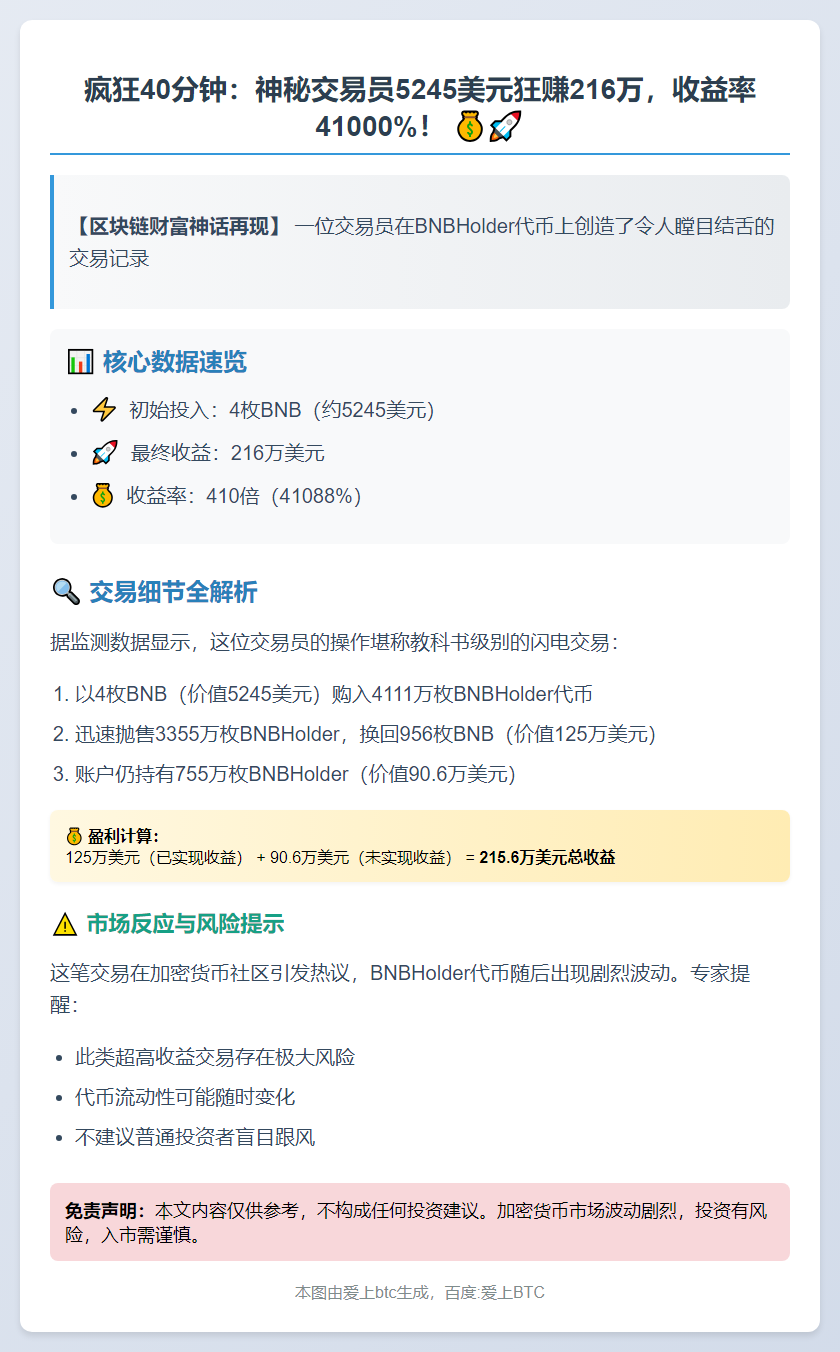 40分钟5245变216万，BNBHolder回报410倍