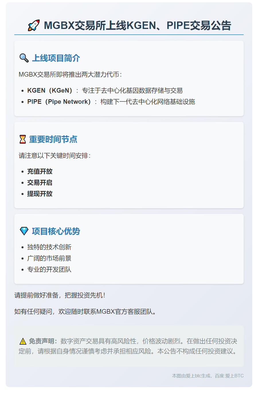 MGBX上线KGEN、PIPE交易