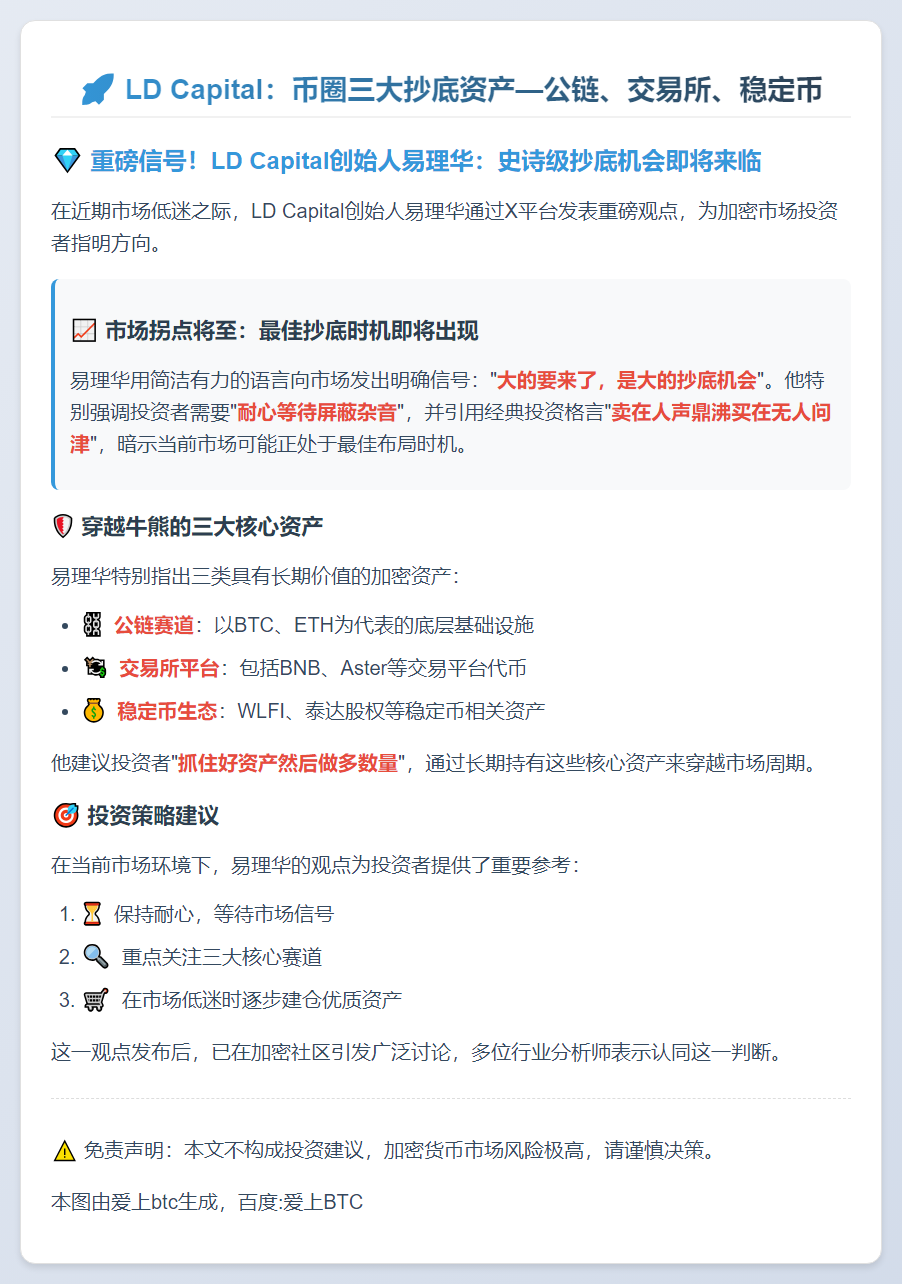 LD Capital：币圈三大抄底资产—公链、交易所、稳定币