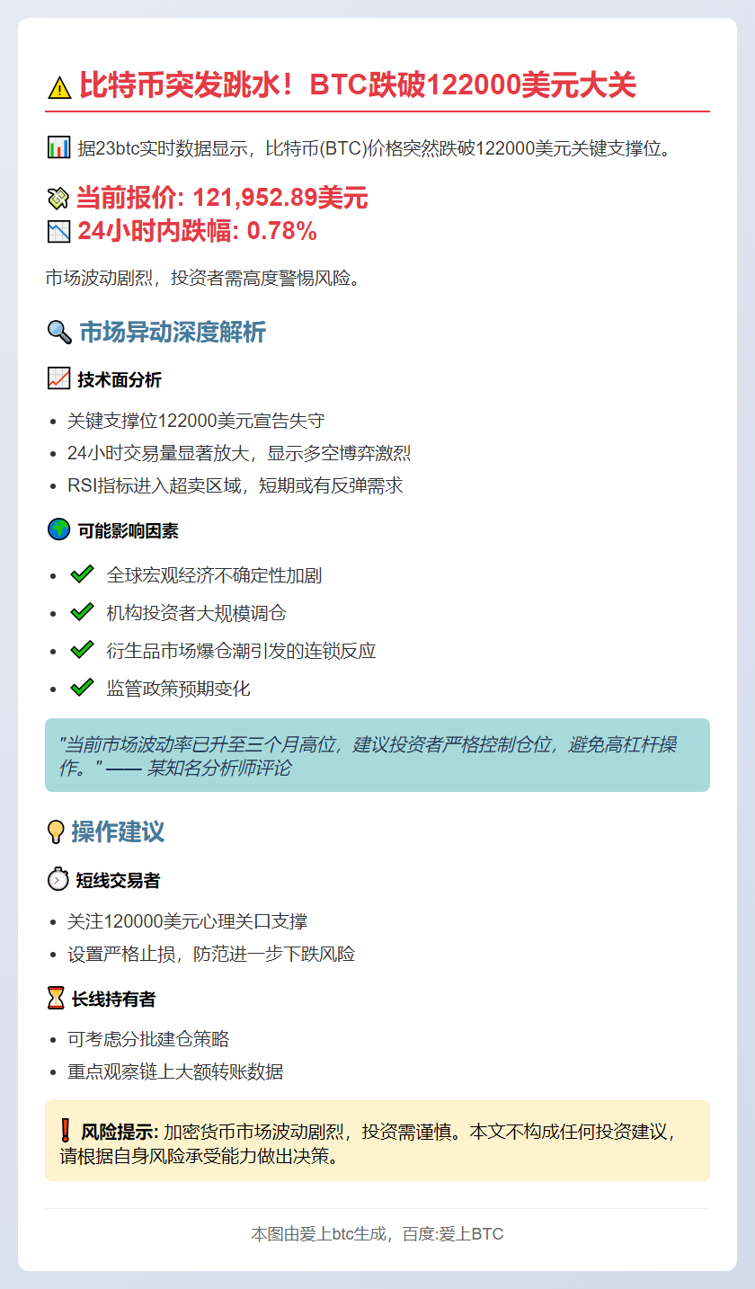 BTC跌破12.2万美元