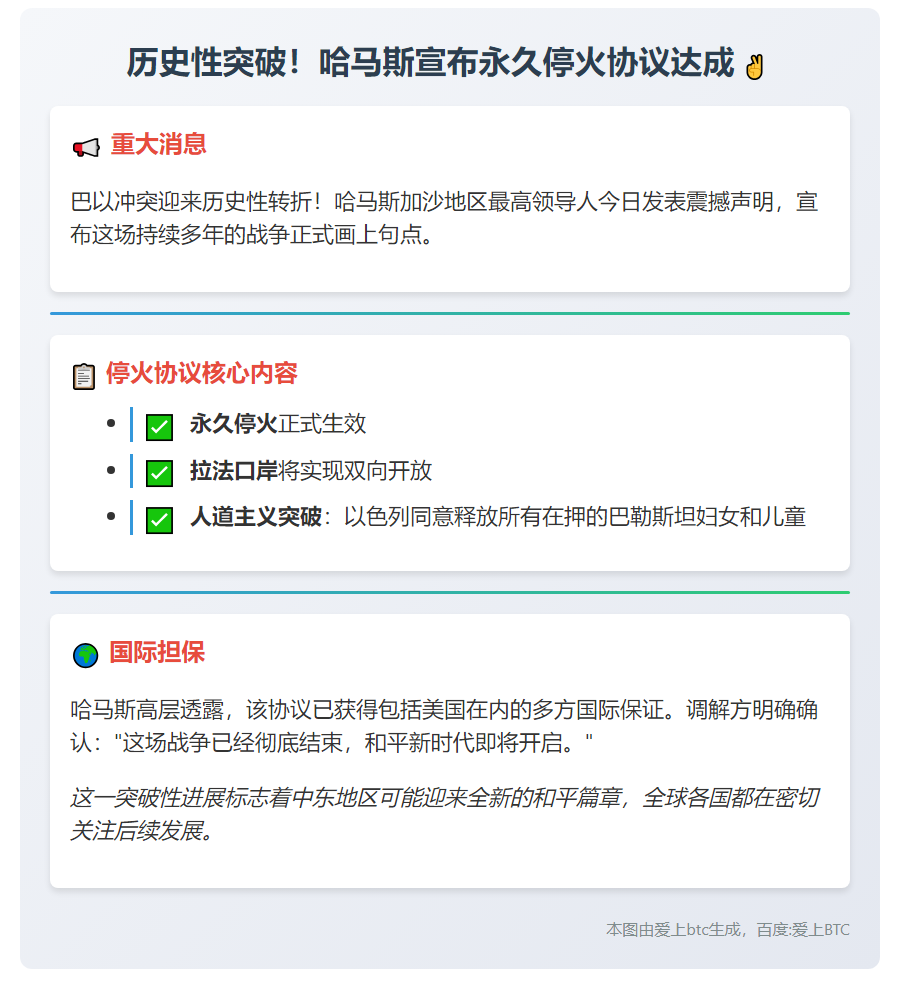 哈马斯宣布永久停火