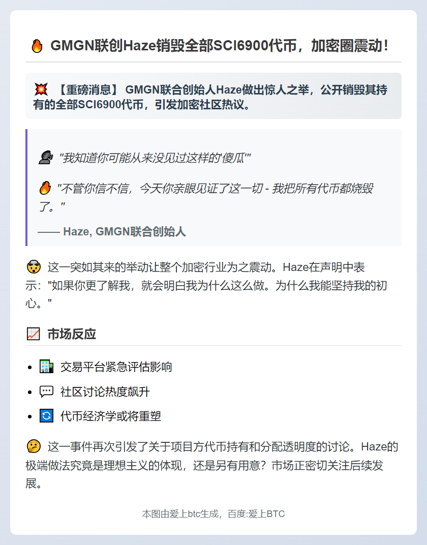 GMGN联创Haze销毁SCI6900代币