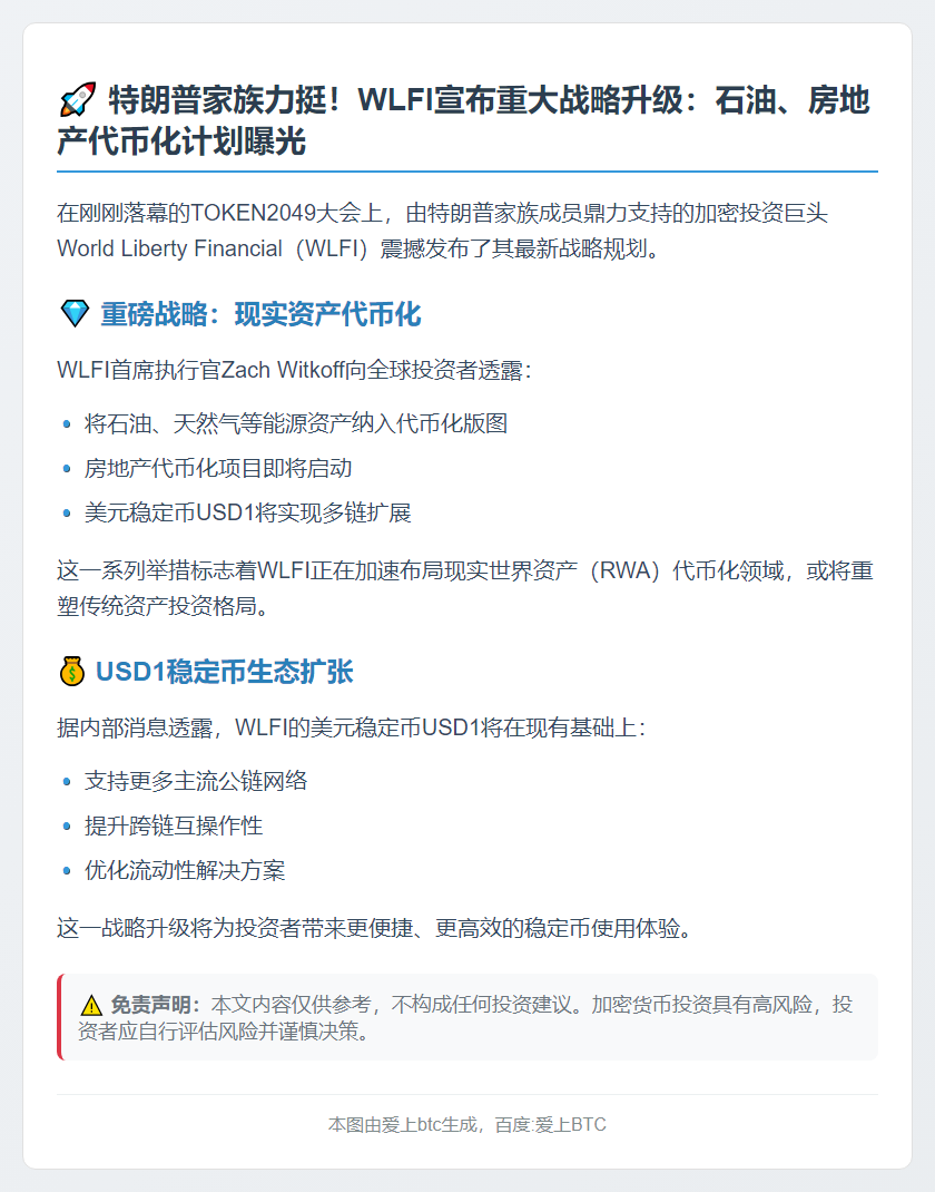 WLFI推进​推进石油代币化 扩展稳定币ublik