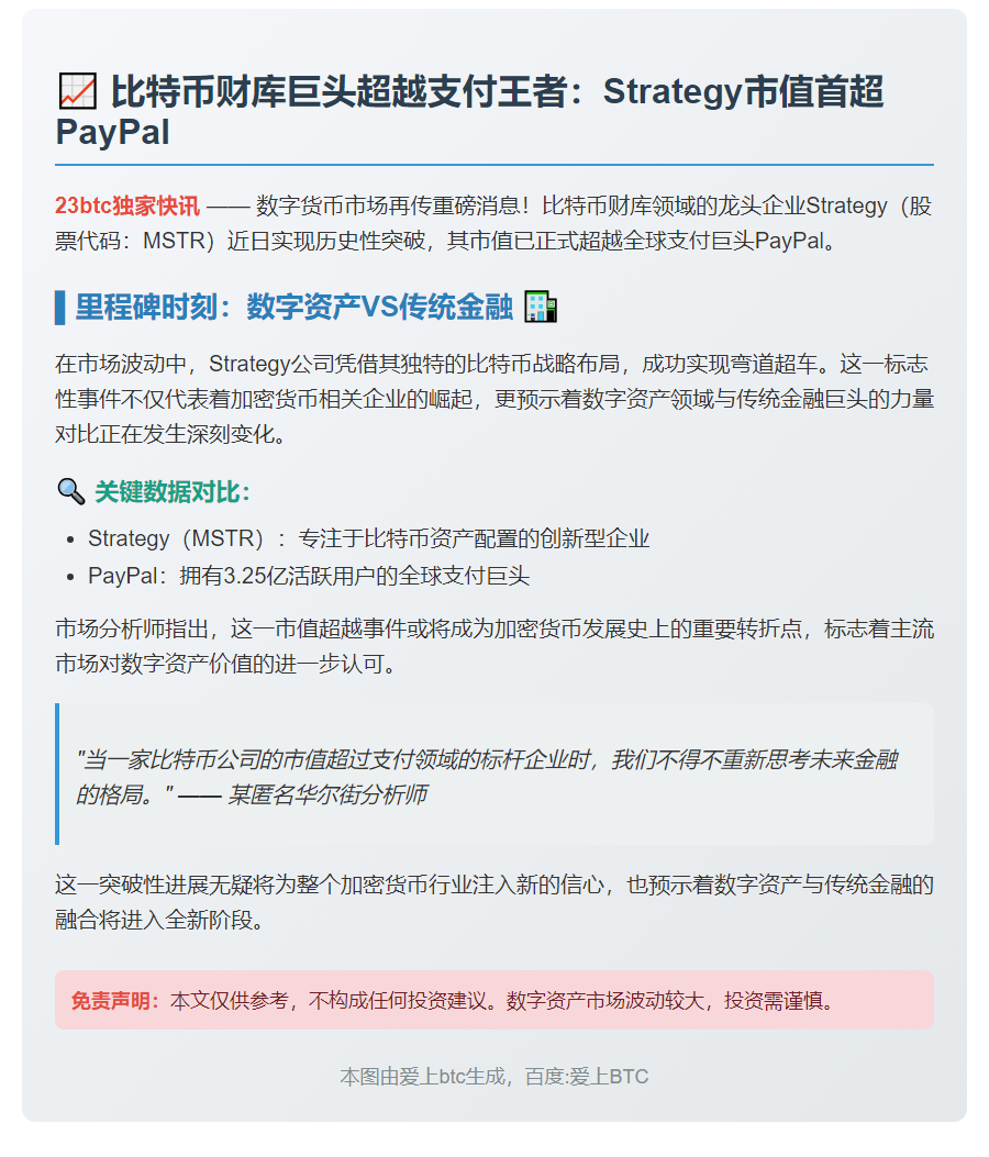 比特币公司市值超PayPal