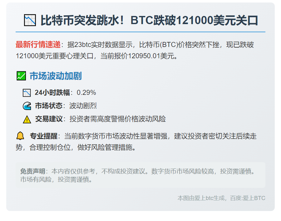 BTC跌破12.1万美元