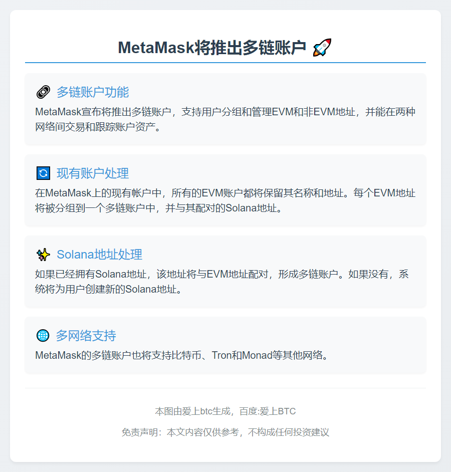 MetaMask将于10月底推出多链账户