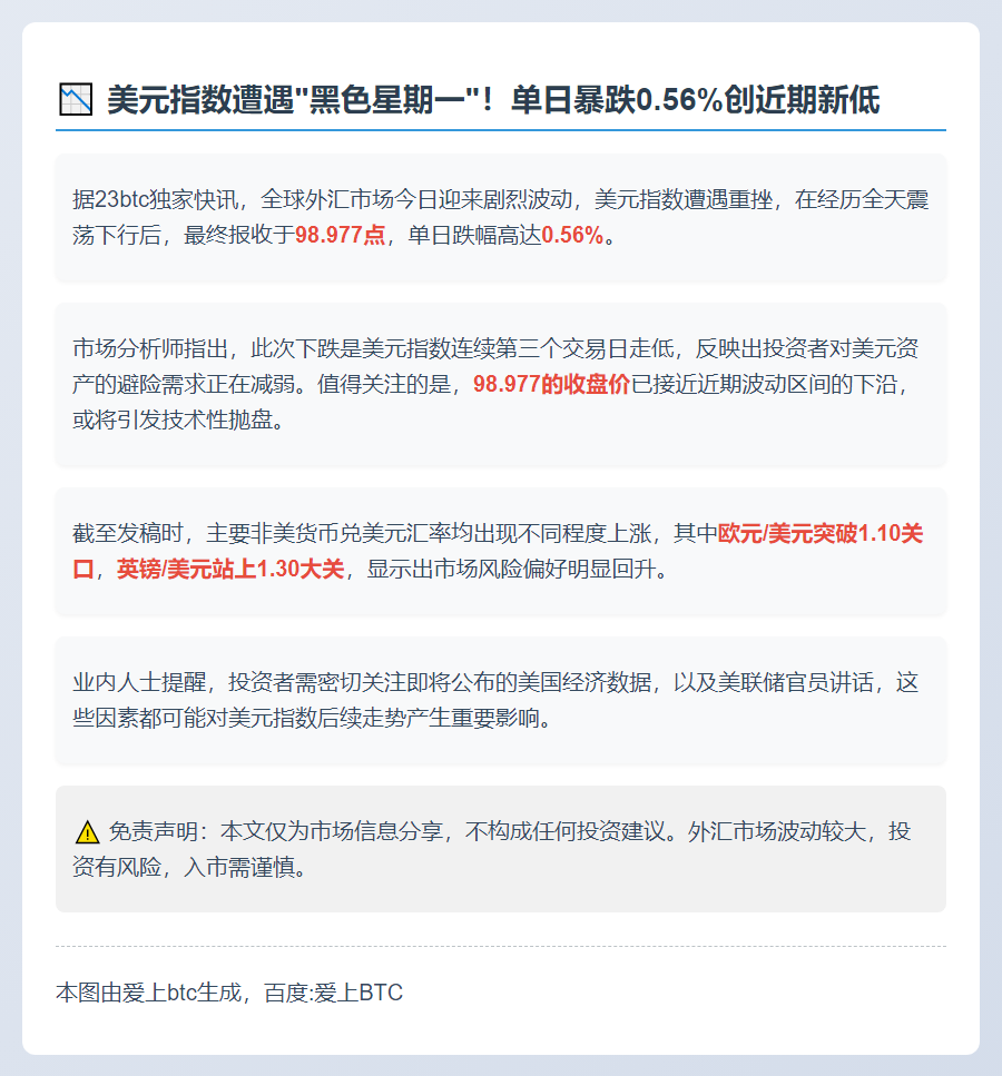 美元指数跌0.56%