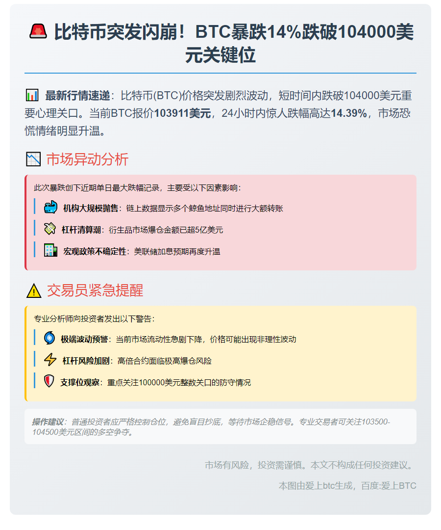 BTC跌破10.4万美元