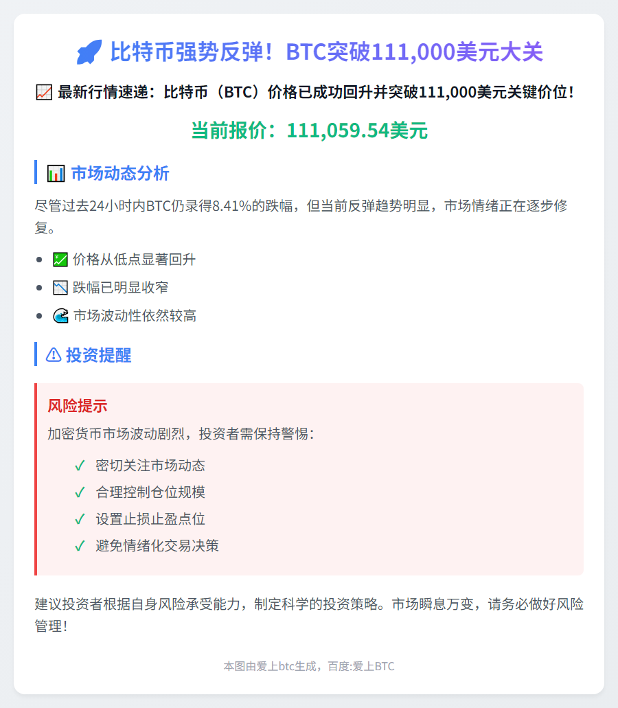 BTC突破11.1万美元