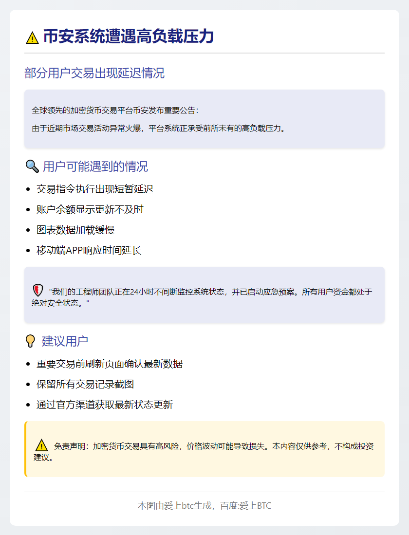 币安系统因市场活跃延迟