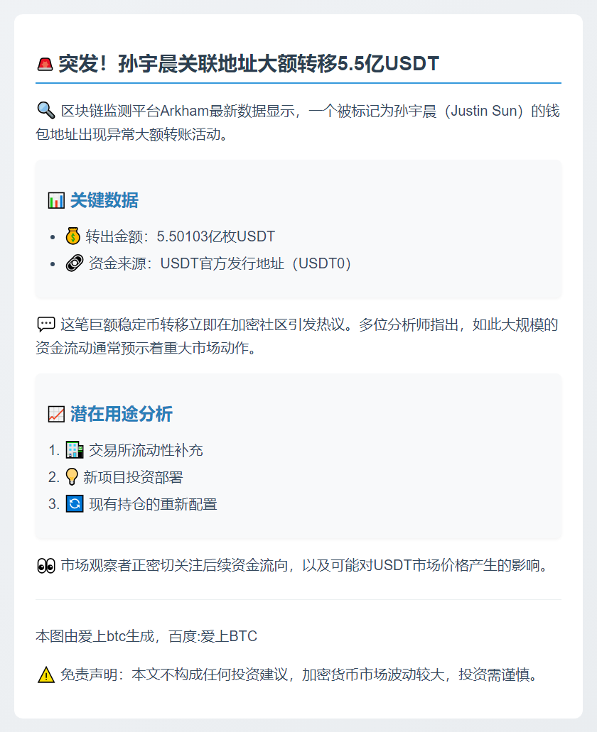 孙宇晨地址提取5.5亿USDT