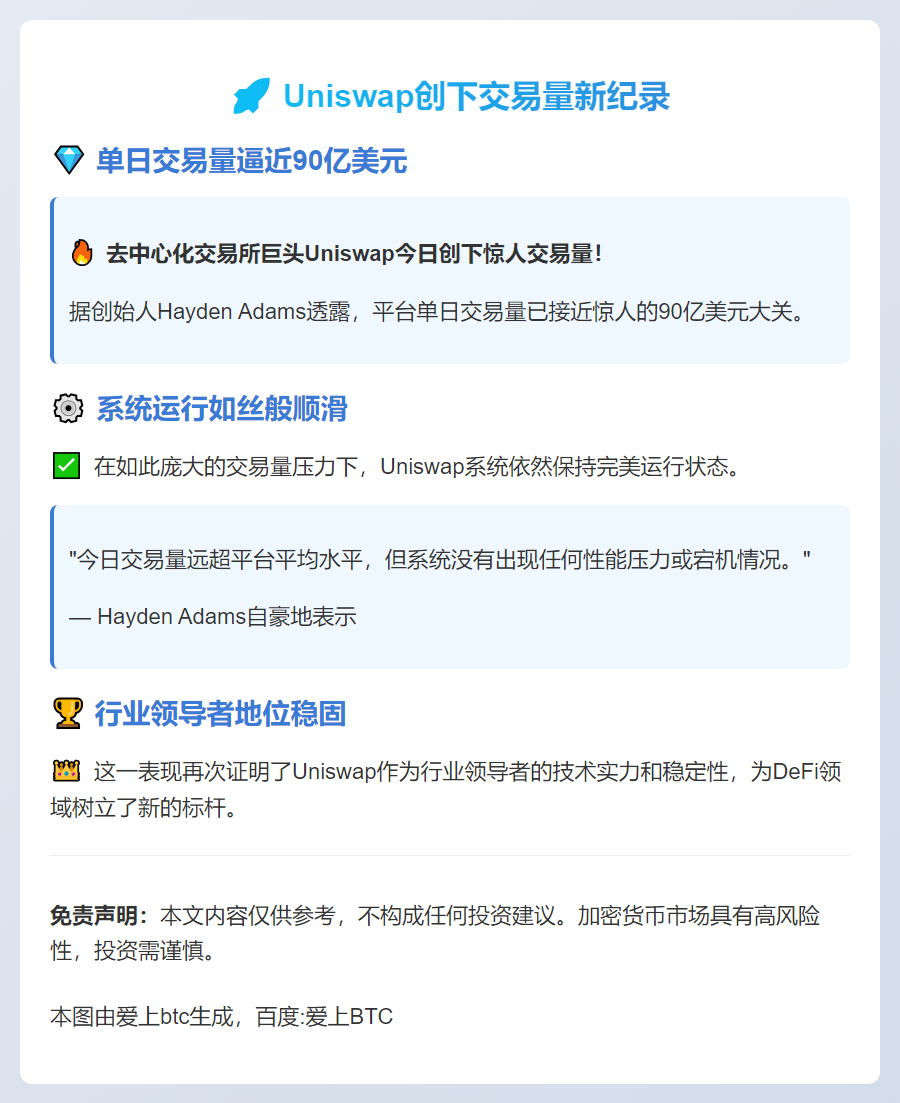 Uniswap单日交易量近90亿美元 运行稳定
