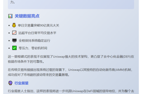 Uniswap日交易量90亿美元零压力缩略图 Uniswap日交易量90亿美元零压力