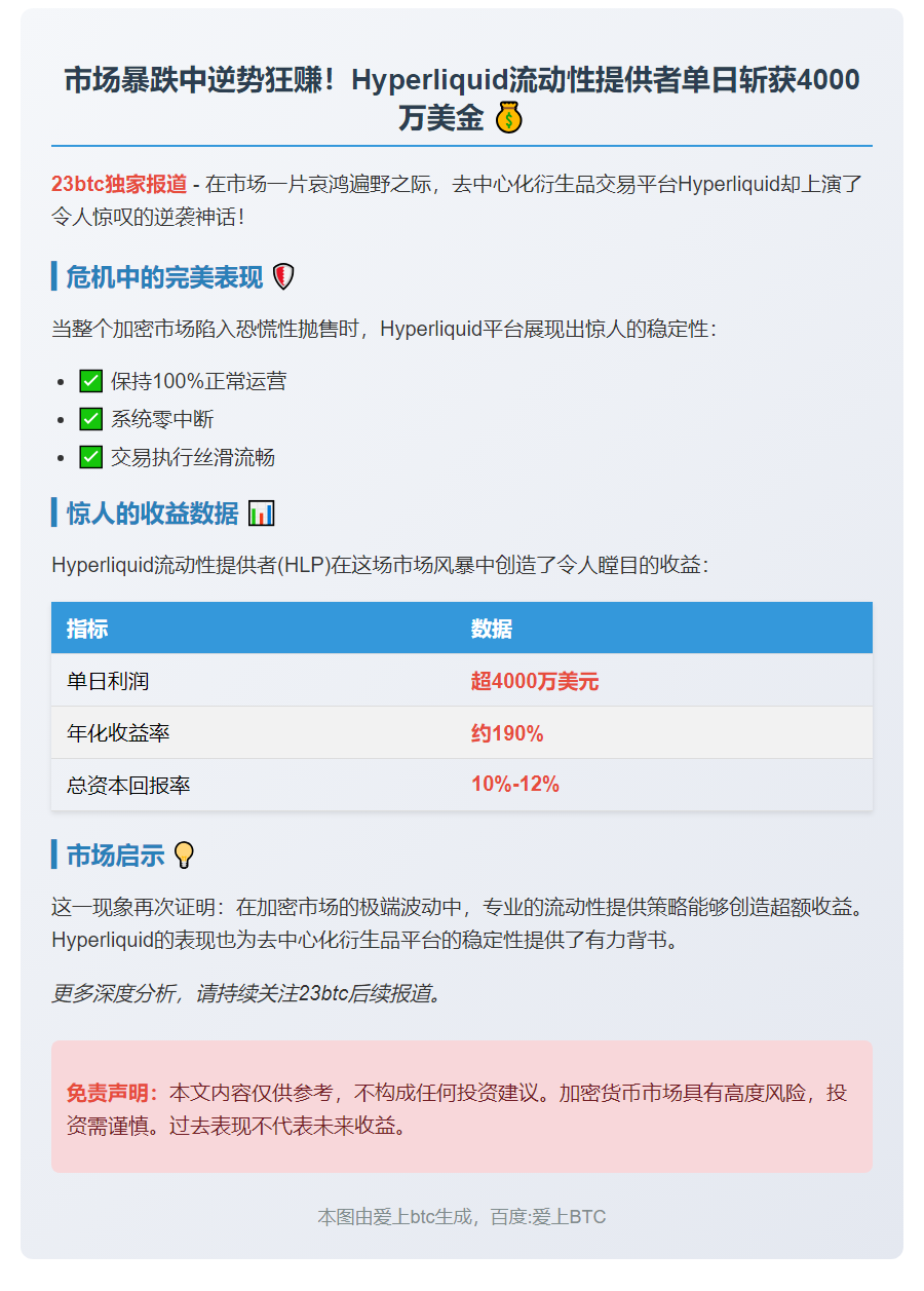 Hyperliquidity提供者日赚4000万美元