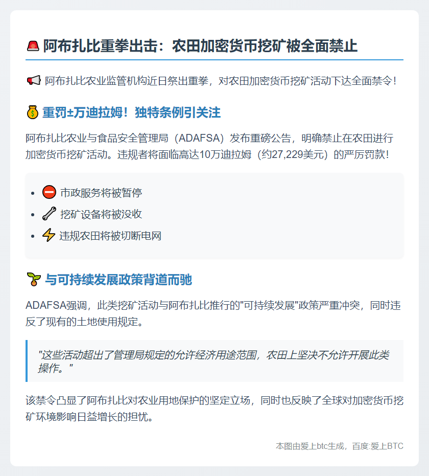 阿布扎比禁止农田挖矿