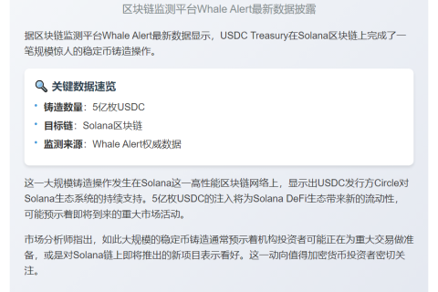 USDC Treasury mints 500M USDC on Solana