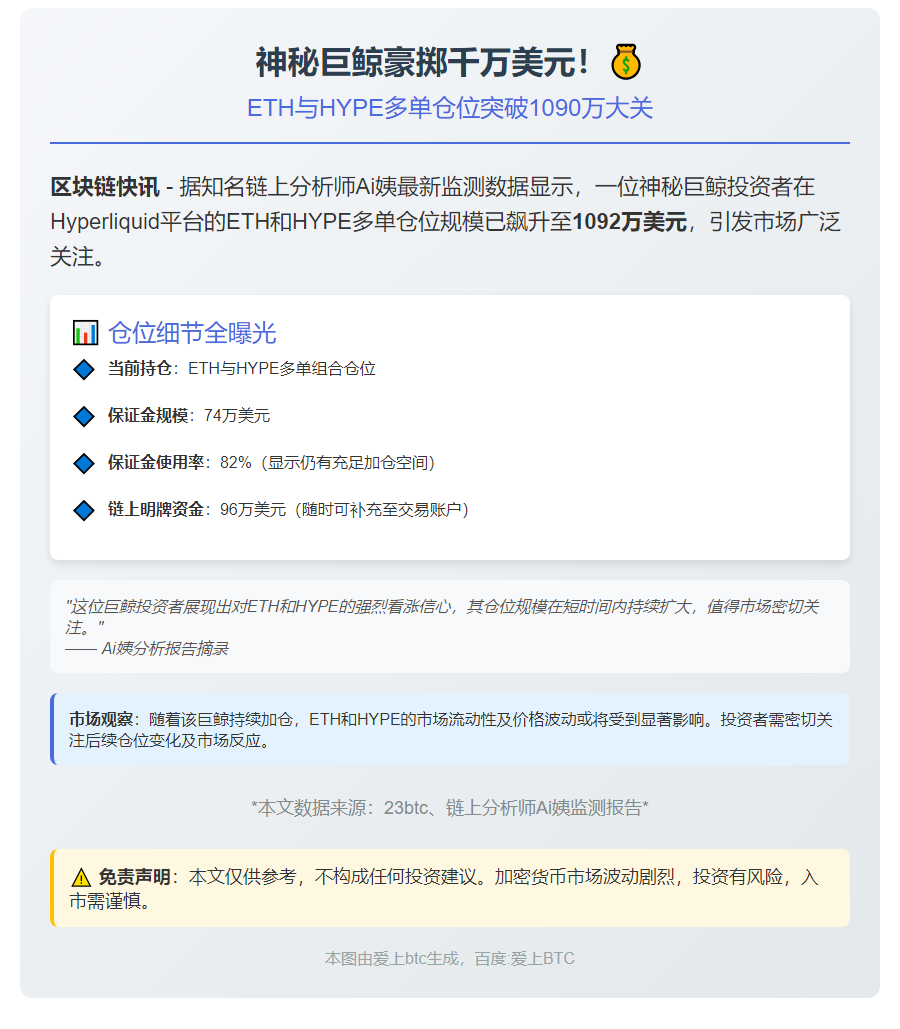 黄立成 ETH 和 HYPE 多单达 1092 万美元