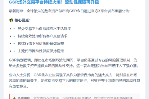 GSR场外交易持续活跃