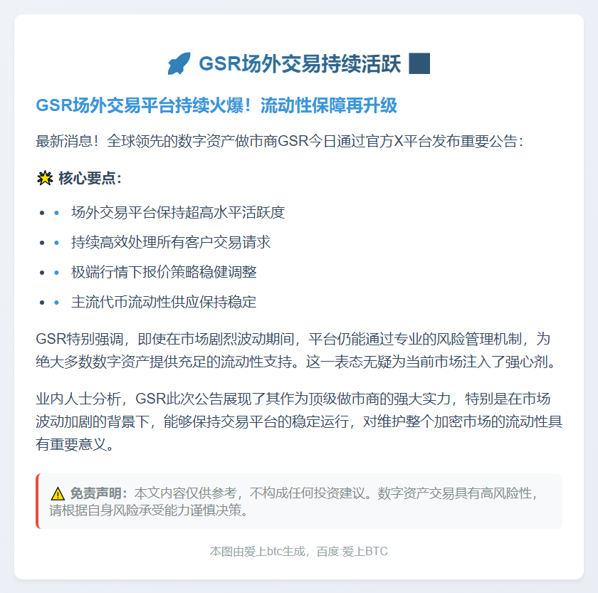 GSR场外交易持续活跃