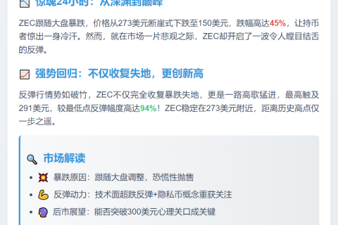 ZEC暴跌后快速反弹