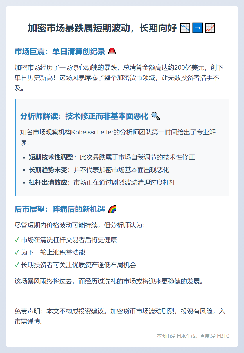 加密市场暴跌属短期波动，长期向好