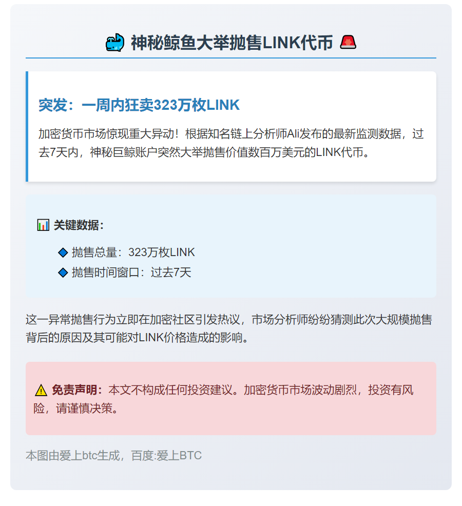 鲸鱼一周抛售323万枚LINK
