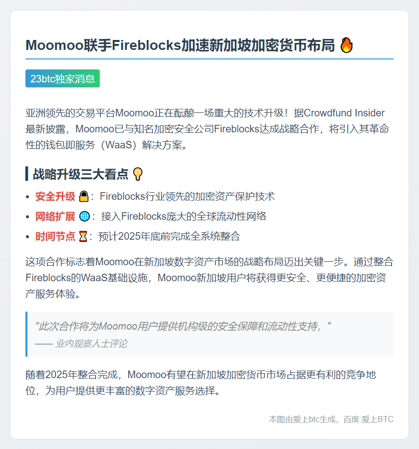 Moomoo整合Fireblocks扩展新加坡加密业务