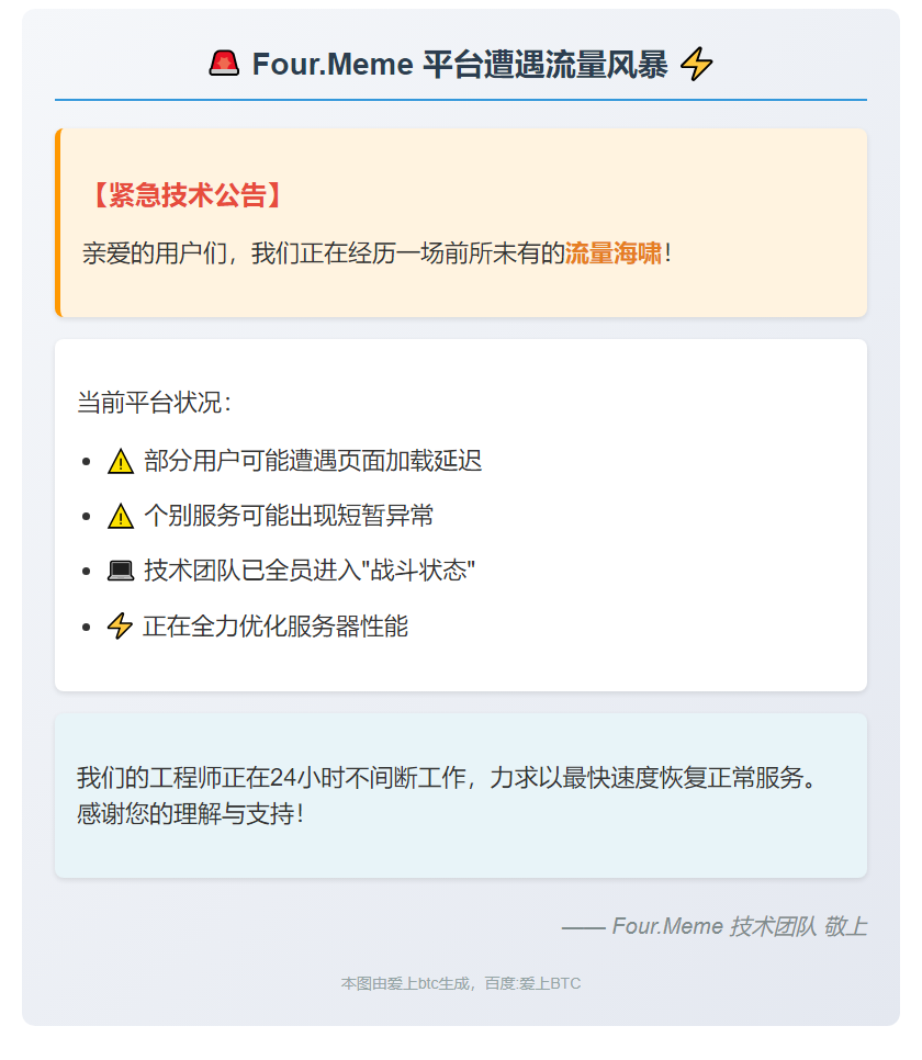 Four.Meme遇流量冲击，加载或变慢